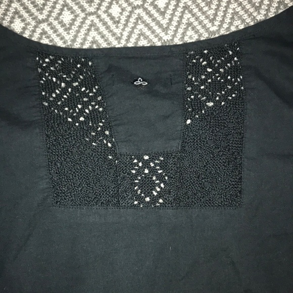 Prana Sofie Black Boho Crochet Peasant Top Large - Picture 8 of 8